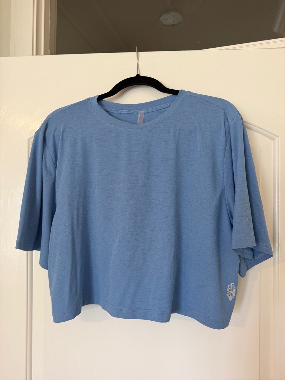 Free People Cropped Periwinkle Blue Crewneck Tee